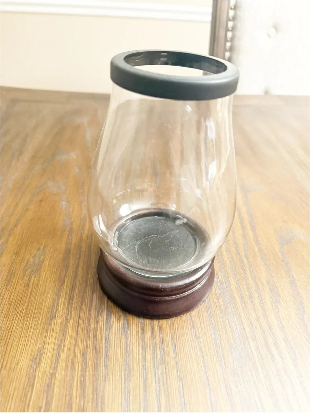 Pottery Barn Turned Wood Hourglass Hurricane Mini candle holder.